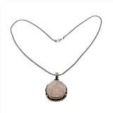 Rose Mist - Vintage Sterling Silver Natural Rose Quartz Pendant & Chain (VP217)