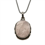 Rose Mist - Vintage Sterling Silver Natural Rose Quartz Pendant & Chain (VP217)