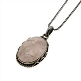 Rose Mist - Vintage Sterling Silver Natural Rose Quartz Pendant & Chain (VP217)