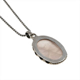 Rose Mist - Vintage Sterling Silver Natural Rose Quartz Pendant & Chain (VP217)