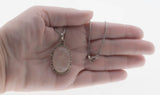 Rose Mist - Vintage Sterling Silver Natural Rose Quartz Pendant & Chain (VP217)