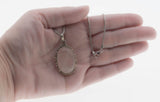 Rose Mist - Vintage Sterling Silver Natural Rose Quartz Pendant & Chain (VP217)