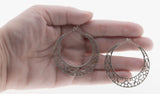 Crescent Moon - Estate Sterling Silver Filigree Gypsy Creole Hoop Earrings (EE228)