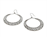 Crescent Moon - Estate Sterling Silver Filigree Gypsy Creole Hoop Earrings (EE228)