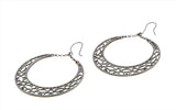 Crescent Moon - Estate Sterling Silver Filigree Gypsy Creole Hoop Earrings (EE228)