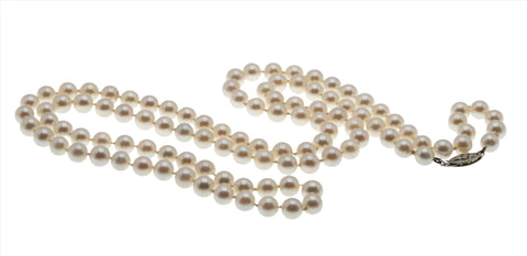 Timeless - Vintage 14K White Gold Japanese Cultured Saltwater Akoya Pearl Necklace Strand (VN186)