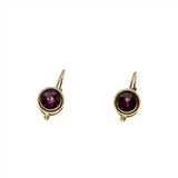 Raspberry Hues  - Vintage 14K Gold Rhodolite Garnet French Lever Back Earrings (VE409)