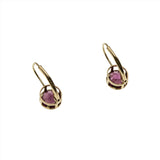 Raspberry Hues  - Vintage 14K Gold Rhodolite Garnet French Lever Back Earrings (VE409)