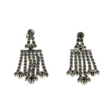 Shimmering Waterfalls - Vintage Rhodium Plated Crystal Rhinestone Dangly Earrings (VE410)