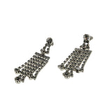 Shimmering Waterfalls - Vintage Rhodium Plated Crystal Rhinestone Dangly Earrings (VE410)