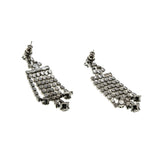 Shimmering Waterfalls - Vintage Rhodium Plated Crystal Rhinestone Dangly Earrings (VE410)