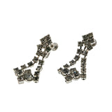 Age Of Elegance - Vintage Rhodium Plated Crystal Rhinestone Dangly Earrings (VE411)