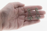 Age Of Elegance - Vintage Rhodium Plated Crystal Rhinestone Dangly Earrings (VE411)