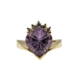 A Cut Above - Vintage 14K Gold Fancy Cut Natural Amethyst & Diamond Ring (VR917)