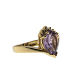 A Cut Above - Vintage 14K Gold Fancy Cut Natural Amethyst & Diamond Ring (VR917)