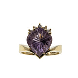 A Cut Above - Vintage 14K Gold Fancy Cut Natural Amethyst & Diamond Ring (VR917)