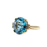 Skyfall - Vintage 10K Gold Swiss Blue Topaz & Diamond Ring (VR919)