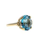 Skyfall - Vintage 10K Gold Swiss Blue Topaz & Diamond Ring (VR919)