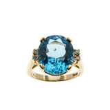 Skyfall - Vintage 10K Gold Swiss Blue Topaz & Diamond Ring (VR919)