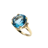 Skyfall - Vintage 10K Gold Swiss Blue Topaz & Diamond Ring (VR919)