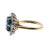 Moonlight Sonata - Vintage 14K Gold London Blue Topaz & Diamond Cluster Ring (VR920)