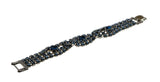 Shades Of Blue - Vintage Rhodium & Gold Plated Crystal Rhinestone Bracelet (VB098)