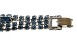 Shades Of Blue - Vintage Rhodium & Gold Plated Crystal Rhinestone Bracelet (VB098)