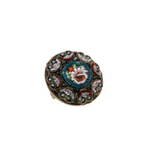 Italiano Tesoro - Victorian Italian Brass Micro-Mosaic Glass Floral Brooch (VICBR032)