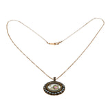 Locket Of Jewels - Victorian English 8K Rose & Yellow Gold Natural Pearl Glass Locket Pendant & Chain (VICP117)