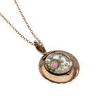 Locket Of Jewels - Victorian English 8K Rose & Yellow Gold Natural Pearl Glass Locket Pendant & Chain (VICP117)