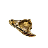 You Can Leave Your Hat On - Vintage Gold Plated Red Enamel & Crystal Rhinestone Hat Brooch (VBR255)