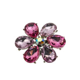 Shades Of Pink - Vintage Rhodium Plated Crystal Rhinestone Flower Brooch (VBR258)