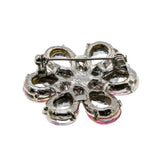 Shades Of Pink - Vintage Rhodium Plated Crystal Rhinestone Flower Brooch (VBR258)