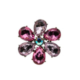 Shades Of Pink - Vintage Rhodium Plated Crystal Rhinestone Flower Brooch (VBR258)