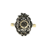 Go Baroque - Victorian Renaissance Revival  Dutch 18K Gold & Sterling Silver Rose Cut Diamond Ornate Baroque Revival Ring (VICR182)
