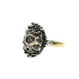 Go Baroque - Victorian Renaissance Revival  Dutch 18K Gold & Sterling Silver Rose Cut Diamond Ornate Baroque Revival Ring (VICR182)