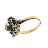 Go Baroque - Victorian Renaissance Revival  Dutch 18K Gold & Sterling Silver Rose Cut Diamond Ornate Baroque Revival Ring (VICR182)