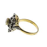Go Baroque - Victorian Renaissance Revival  Dutch 18K Gold & Sterling Silver Rose Cut Diamond Ornate Baroque Revival Ring (VICR182)