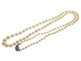 Lustrous Classic - Vintage Sterling Silver Japanese Saltwater Akoya Cultured Pearl Necklace Strand (VN187)