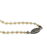 Lustrous Classic - Vintage Sterling Silver Japanese Saltwater Akoya Cultured Pearl Necklace Strand (VN187)