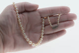 Lustrous Classic - Vintage Sterling Silver Japanese Saltwater Akoya Cultured Pearl Necklace Strand (VN187)