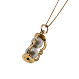 Time after Time - Vintage 10K Gold Cultured Japanese Akoya Saltwater Pearl Hourglass Pendant & Chain (VP222)