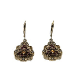 Generations 1912 - Vintage Sterling Silver Garnet & White Sapphire Dangly Earrings (VE413)