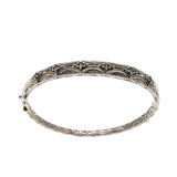 Generations 1912 - Vintage Sterling Silver Alexandrite Engraved Bangle Bracelet (VB100)