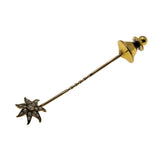 Starburst - Victorian 14K Gold Natural Pearl Star Stick Pin Brooch (VICBR035)