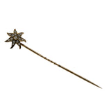 Starburst - Victorian 14K Gold Natural Pearl Star Stick Pin Brooch (VICBR035)