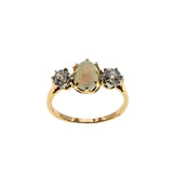 Color Symphony - Victorian English 14K Gold Australian Opal & 'Old Mine Cut' Diamond Ring (VICR170)