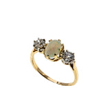 Color Symphony - Victorian English 14K Gold Australian Opal & 'Old Mine Cut' Diamond Ring (VICR170)