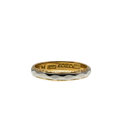 On This Day In 1963 - Vintage English 22K Gold & Platinum Engraved Wedding Band Ring  (VR931)