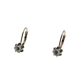 Sparkling Buttercups - Vintage 14K White Gold Diamond French Lever Back Earrings (VE415)